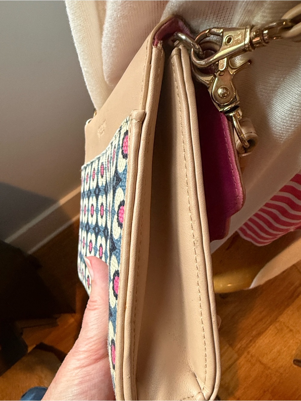 Spartina 449 Blush Pink Floral Linen/canvas fabric Crossbody - Picture 15 of 16